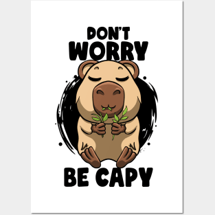 Don't Worry be Capy Funny Capybara Face Zoo Rodent Capybaras Posters and Art